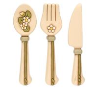 THUN - Set de 3 couverts muraux - céramique - Collection Country Bloom - "Fourchette 6,8 x 2,9 x 2,4 cm H COUTEAU 5,5 x 2,9 x 2,4 cm H CUILLIER 7,2 x 2,9 x 2,4 cm H"