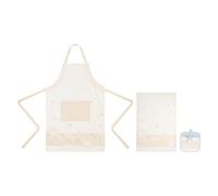 THUN Set manique, torchon et tablier, 100% coton, collection Elengance, manique 20 x 20 cm torchon 40 x 60 cm