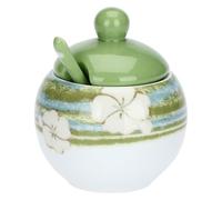 THUN - Sucre avec cuillère, Oasis - Porcelaine - 12 cm cuillère à café : 13 cm