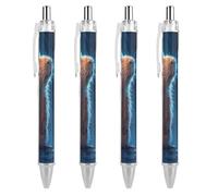 Thunder And Capybara Lot de 4 stylos à bille rétractables à pointe fine de 0,5 mm pour enseignants Noir