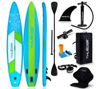 THUNDER®|ITTO 380|Planche de SUP gonflable de randonnée|380×75×15cm|Kit complet avec siège de kayak, sac à dos, pompe de gonflage double, pagaie|15PSI