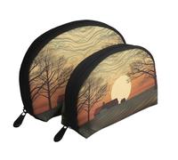 Thunder Landscape Trousse de maquillage portable avec fermeture éclair et compartiments intérieurs, Imprimé lever de soleil, Taille unique