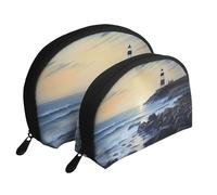 Thunder Landscape Trousse de maquillage portable avec fermeture éclair et compartiments intérieurs, The Seaside Lighthouse, Taille unique