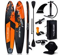 THUNDER® Stand Up Paddle Board | EARTH |365x75x15cm | Orange |Jusqu'à 150kg |Kit complet |Gonflable |Paddleboard |Accessoires SUP |Siège pour kayak