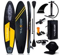 THUNDER® Stand Up Paddle Board | IPPO | 320x75x15cm | Orange-Noir | Jusqu'à 150kg | Kit complet | Gonflable | Paddleboard | SUP Accessoires | Siège de kayak