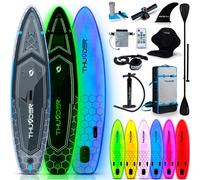 THUNDER® Stand Up Paddle Board | LUMOS |320x75x15 cm |LED RGB |Jusqu'à 150 kg |Kit complet |Gonflable |Paddleboard |Accessoires SUP |Siège de kayak