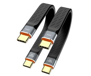 Thunderbolt 5 80Gbps 2pcs / Lot USB 4 Extension 12CM Flat Short Transmissions de Données Câble de Charge Mâle à Mâle 240W 16K Connexion Vidéo Compatible Avec MacBook