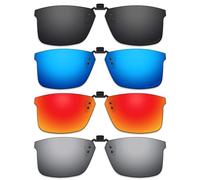 ThunderClap Lunettes de soleil polarisées à clipser à monture externe compatibles avec Ray-Ban RB6335 56 mm pour homme et femme Protection UV, Coque noire + gris ultime + bleu geyser + rouge aurore