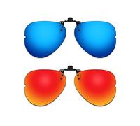 ThunderClap Lunettes de soleil polarisées à clipser à monture externe compatibles avec Ray-Ban RB6489 58 mm pour homme et femme Protection UV, Bleu geyser + rouge aurore, RB6489 58mm
