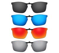 ThunderClap Lunettes de soleil polarisées à clipser compatibles avec Ray-Ban RB7047 54 mm pour homme et femme, protection UV, Coque noire + gris ultime + bleu geyser + rouge aurore, RB7047 54mm