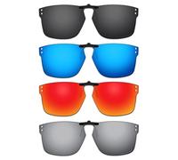 ThunderClap Lunettes de soleil polarisées à clipser pour Oakley Holbrook RX OX8156 54 mm pour homme et femme, protection UV, Coque noire + gris ultime + bleu geyser + rouge aurore, Holbrook RX OX8156