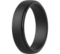 ThunderFit Anneaux en silicone pour homme - 1 bague de mariage en caoutchouc à bord étagé (7 mm de large, 1 bague - Noir, 11,5-12 (21,3 mm)