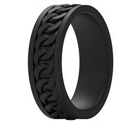 ThunderFit Bague de mariage en silicone pour homme - Chaîne en caoutchouc - 7 mm de large, 2 mm d'épaisseur, 1 bague - Noir, 12.5 - 13 (22.2mm)