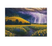 Thunderstorm Over Golden Fields Puzzles pour Adultes Jeux Relaxants Défi Difficile Cadeaux De Noël Et d'anniversaire 38x26cm/1000pcs