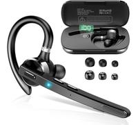 Thunelec Oreillette Bluetooth 90H mains libres Bluetooth 5.3 avec double micro pour réduire le bruit, casque sans fil avec fonction muet et double appairage pour entreprise/bureau/conduite/sport