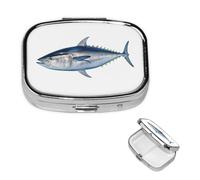 Thunnus Pilulier carré portable à 2 compartiments pour poche ou sac à main, pilulier hebdomadaire, organiseur décoratif en métal pour médicaments, vitamines, cadeau de voyage