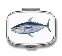 Thunnus Pilulier portable à 2 compartiments avec miroir pour sac à main, voyage, mini organiseur de médicaments en métal pour vitamines, huile de poisson