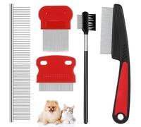 Thursday April Lot de 5 peignes anti-taches double face pour chien et chien - Peigne anti-puces - Peigne multi-usages - Pour chat et chien