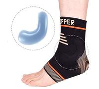 Thx4COPPER Chaussettes de compression pour cheville avec 2 bandes en silicone - Soutien et protection des articulations - Tendon d'Achille - Convient pour la cheville droite et gauche - Taille M