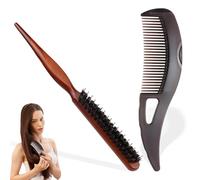 THXFUNAREA 1 Poil de Sanglier+1peigne pellicule cheveux, Brosses à Cheveux en Poils de Sanglier, Brosse de Salon de Poils de Sanglier pour Femmes Hommes, Brosse a Cheveux pour le Nettoyage des Cheveux