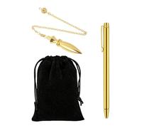 THXFUNAREA 1 Set Baguettes De Sourcier En Cuivre + Pendule, Pendule En Laiton Avec Pendentif Cuivre, Avec Pochette En Velours, Pour Radiesthésie, Divination Et Recherche D'eau
