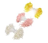 THXFUNAREA 1140 Pièces Tiges de Fleurs Artificielles avec Étamines Étamines Artificielles à Double Perles,Pistils Mats en Jaune,Blanc et Rose Idéal pour la Création de Fleurs Artificielles