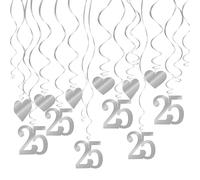 THXFUNAREA 18 Pièces 25 Décorations de Mariage En Argent, Décoration de Tourbillon, Argent Guirlandes à Spirales, Suspendue Guirlandes Tourbillons Suspendus pour Mariage, Décoration d'Anniversaire