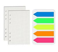THXFUNAREA 2 paquets Classeur a6 +100 post it marque page, Feuilles de Recharge A6 Quadrillées A6 pour Classeurs à 6 Anneaux, 45 feuilles, 17 x 10 cm, beige