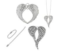 THXFUNAREA 2 PCS Pendentif Rétroviseur Voiture Ailes d’Ange Argenté - Ornement Suspendu Ange Gardien Bling Bling, Accessoire Spirituel Auto Deko Intérieur, Décoration Auto pour Rétroviseur