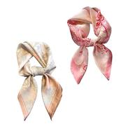 THXFUNAREA 2 Pièces Foulard Soie, 70 x 70 cm Foulard Cheveux, Imitation Soie Femmes Grand Foulards Carrés,Rose bohème et rose fleuri Foulards Bandana, pour Vêtements, Cou, Tête