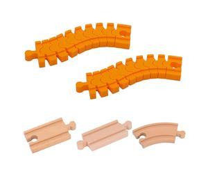 THXFUNAREA 5 Pièces Circuit Train Bois Rail Flexible, rail courbe train jouet,rail droit train jouet, Compatible Avec Brio, Eichhorn, Ikea Lillabo, Connecteur De Rail