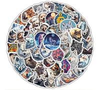 THXFUNAREA 50 Feuilles Autocollants Loups et chiens Stickers Gommettes Enfant Imperméable pour Scrapbooking Artisanat Bricolage