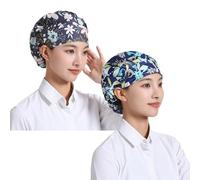 THXFUNAREA Accessoires de vêtements de Restauration Lot de 2 Chapeaux de Chef de Cuisine, ccalot Cuisine,Boulanger, Chapeau de Chef, Service de Restauration, Filet à Cheveux,Bleu