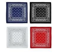 THXFUNAREA Bandana Homme Femme en Coton - Lot de 4 Bandanas Colorés Paisley pour Cheveux, Cyclisme, Moto, Mer, Bandeaux Multifonctions (Bleu foncé, Rouge, Blanc, Noir)