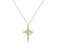 THXFUNAREA Collier Croix Femme avec paver Couronne pour Femmes,croix chretienne femme avec Couronne Tournante,pendentif croixx,Pendentif en Or 14K avec Zirconium Brillant,Collier CCroix Chrétienne