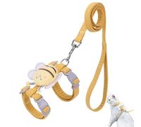 THXFUNAREA Harnais Chat,Harnais Petit Chien Laisse Anti Évasion,Harnais Chaton Réglable,Chat Gilet Respirant, Harnais et Laisse Sécurité,Harness Harnais pour Chats(jaune)