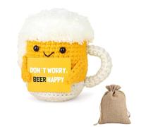 THXFUNAREA Jouet Anti-Stress Drôle en Forme de Verre à Bière, Peluche Déco avec Citation Positive, Cadeau Drôle et Unique pour Femme, Homme, Cadeau de Retablissement ou pour Collègue de Bureau
