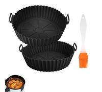 THXFUNAREA Paquet de 2 Moule Silicone Air Fryer,Plat pour air fryer pour Friteuse à Air de 8 Pouces Sont Réutilisables Plat Air Fryer,Accessoires Air Fryer pour COSOR,Ninj,Towe,avec pinceau patisserie