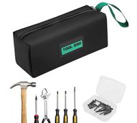 THXFUNAREA Petit Sac Outils, Petite Sac de Rangement 25 x 10 x 9cm en Polyester 1680D, Sacoche Outils avec Sangle Suspendue et Fermeture à Glissière,Avec boîte de rangement pour les vis (Noir)