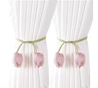 THXFUNAREA Pince Rideaux Attache,Lot de 2 embrasses de rideaux mignonnes tulipes - Embrasses de rideaux - Fleurs rose - Pour la décoration de la maison, de la chambre d'enfant