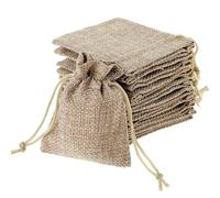 THXFUNAREA Pochette Cadeau Noël + Sac Cadeau Noël - Pochons en Lin avec Cordon, 12 Sacs 10×14 cm et 24 Autocollants Noël - Idéal pour Petits Cadeaux et Calendrier de l’Avent