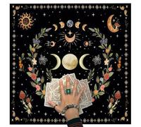 THXFUNAREA Tapis de Tarot Divinatoire 75x75 cm, Nappe d’Autel Ésotérique avec Motif Lune et Étoiles, Tissu de Voyance pour Tirage de Cartes et Rituels Spirituels