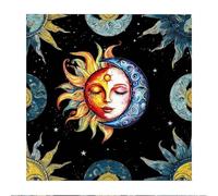 THXFUNAREA Tapis de Tarot Divinatoire et Nappe d'Autel, Tapis Voyance avec Motifs Soleil et Lune pour Cartes Oracle et Pendule, Accessoire de Cartomancie parfait pour Débutants, 50 x 50 cm