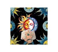 THXFUNAREA Tapis de Voyance en Tissu de Haute Qualité, Tapis pour Tarot Divinatoire et Cartes Oracle avec Motifs Lune et Soleil, Nappe d'Autel pour Cartomancie et Pendule, Surface Anti-Dérapante