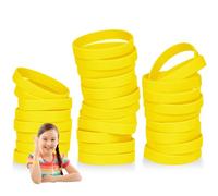 THXIY 25 Pièces Bracelets en silicone de 7 pouces pour enfants, adolescents, bracelets en caoutchouc pour événements, Bracelet élastique en Caoutchouc Jaune