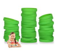 THXIY 50 Pièces Bracelets en silicone de 7 pouces pour enfants, adolescents, bracelets en caoutchouc pour événements, Bracelet élastique en Caoutchouc Vert