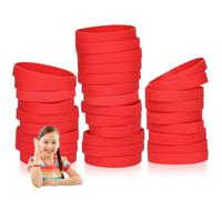 THXIY 50 Pièces Bracelets en silicone de 7 pouces pour enfants, adolescents, bracelets en caoutchouc pour événements, Bracelet élastique en Caoutchouc Rouge