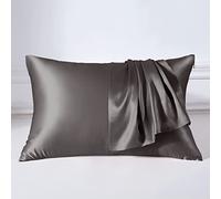THXSILK Housse de coussin 22 mommes, 100 % soie, anti-acariens, avec fermeture éclair, charbon de bois, 40 x 60 cm
