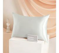 THXSILK Housse de coussin en soie de momme pour cheveux et peau,Taie d'oreiller en soie de mûrier,Hypoallergénique avec fermeture éclair cachée,Soie pure des deux côtés … (argent de luxe, 40x60 cm)