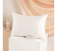 THXSILK Housse de coussin en soie de momme pour cheveux et peau,Taie d'oreiller en soie de mûrier,Hypoallergénique avec fermeture éclair cachée,Soie pure des deux côtés … (blanc luxe, 40x60 cm)